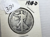 1918D Walking Liberty Half Dollar - AG/G