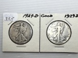 2-1929D Walking Liberty Half Dollar - AG/G