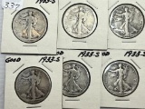 6-1933S Walking Liberty Half Dollar - G