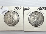 1937P &D Walking Liberty Half Dollar - G - F