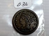 1856 Braided Hair Large Cent Vf+ - 