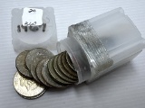 1967 Kennedy Half Dollars Tube of 20 Coins - Circulated - 40% Silver