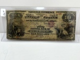 February 4,1865 National Currency $10 Note For The National 1Bank of Rd Hook NY- SN 7756 AG, Pin hol