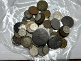 Group of World Coins, Several are silver about 60 Coins all one Money No Canadian or Mexican