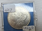 1921D Morgan Silver Dollar -AU