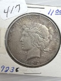 1923S  Silver Peace Dollar - VF+/XF Reverse Toned Dark