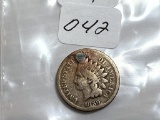 1859 Indian Head Cent, CN VG+ Plugged