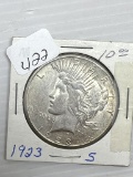 1923S Silver Peace Dollar - AU