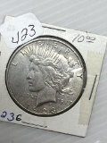 1923S Silver Peace Dollar - AU
