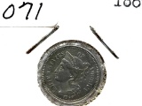 1867 Three Cent Nickel - Unc
