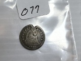 1857 Seated Liberty Half Dime -VG Holed