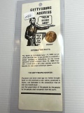 Interesting Facts Card - Gettysburg Address - 1975 Counterstamped Lincoln Memorial Cent