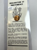 Interesting Facts Card -Declaration of Independence - 1975 Counterstamped Lincoln Memorial Cent
