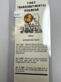 Interesting Facts Card - First Transcontinental Railroad - 1976 Counterstamped Lincoln Memorial Cent