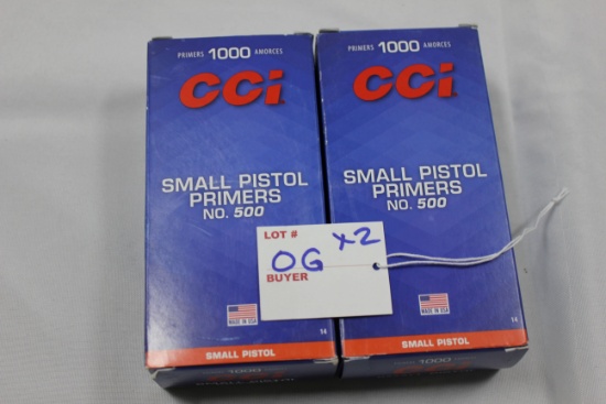 CCI Small Pistol Primers; 1000/Box, 2 Boxes