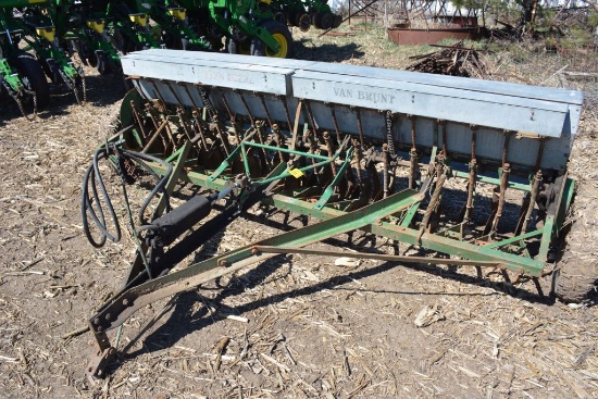 John Deere Van Brunt Model B Grain Drill, Small Grass Seed Attachment, 10', With Cylinder, Used Last
