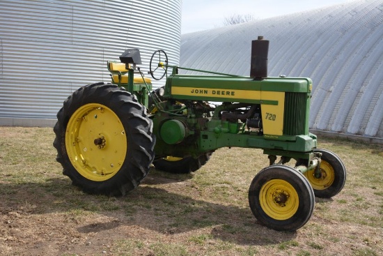 1956 John Deere 720, Wide Front, Power Steering, 540pto, 3pt, Shows 2164 Hours, 13.6-38 Rear Tires @