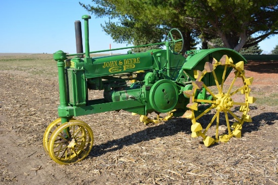 1935 JD A Tractor On Steel, Good Paint, Engine Free, Not Running, SN: 418834