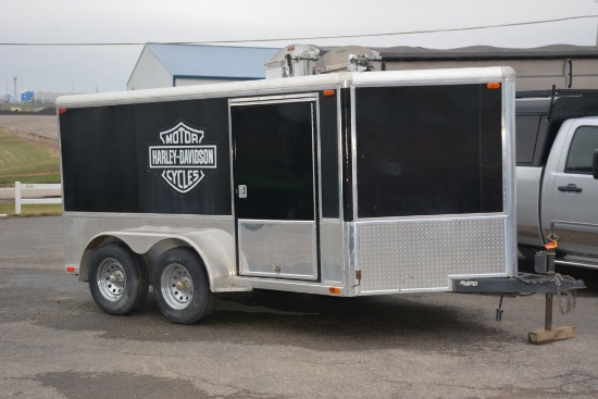H&H Enclosed Trailer, 12'x 6.5', 225 75 R16 Tires, Tandem Axle, 2 5/16 Ball Hitch, Jack, Ramp Style