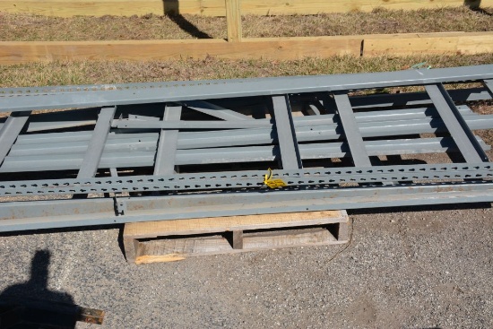 Metal Shelving, Heavy Duty, Approx. 8', With 4 Shelves, Need Shelf Surface