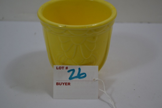 Vintage Yellow Ceramic Embossed Footed Planter; 3-1/2"