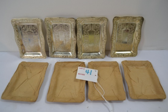 8 - CMC Ware Silver Plate Trays From Occupied Japan; 4-1/2"x3-1/2"; Some w/Original Wrapping