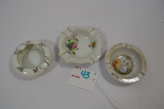 3 - Small Vintage Porcelain Ashtrays; Made in Japan