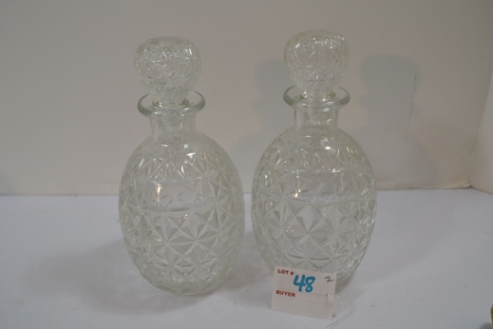 Pair of Clear Glass Decanters w/Stoppers
