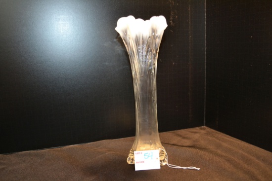 Opalescent/Clear Stretch Vase; 11"