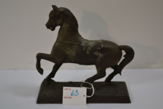 Antique Metal Horse Paperweight/Bookend; 8"x8"