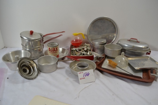 Large Group of Vintage Aluminum Child's Play Pots and Pans; Note lot number in photo should be 126a,