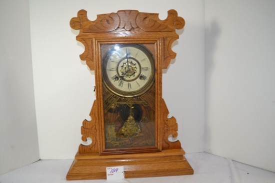 Antique Mantle Clock w/Oak Housing
