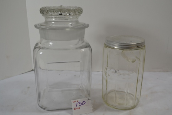 Vintage One Gallon Candy/Flour Canister and Vintage Coffee Canister (Has Crack); Note lot number in