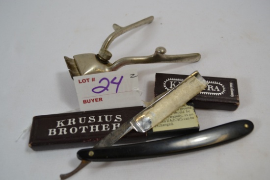 Krusius Brothers NIB Straight Razor and Handheld Clippers