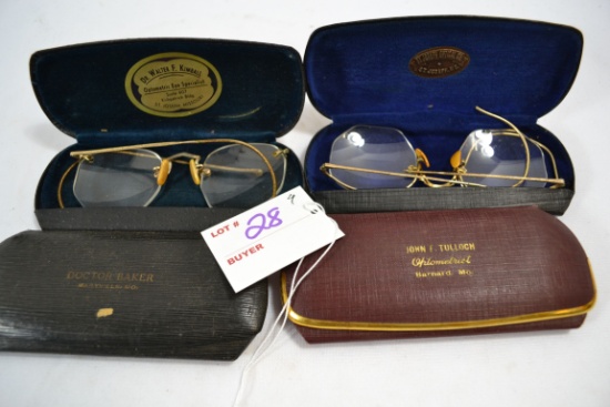 Group of 4 Vintage Eyeglasses including St. Joseph, Maryville, and Barnard, MO