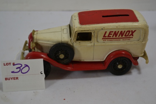 Ertl Replica 1932 Ford Delivery Van Bank "Lennox" w/Key; Cracked Tire