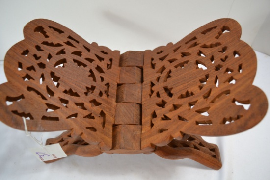 Hand Carved Wooden Book holder; India; 7"x11"