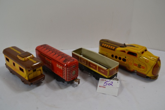 Vintage Tin "Marx" Litho Train w/Engine, Gondola, Cargo, and Caboose, & Marx Toys "Girard" Litho Tra