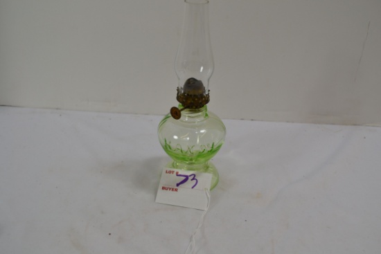 Vintage Mini Clear Uranium Glass "Handy" Oil Lamp