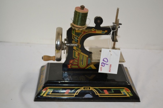 Art Deco Litho Hand Crank Child's Sewing Machine by Casige #116; Made in German