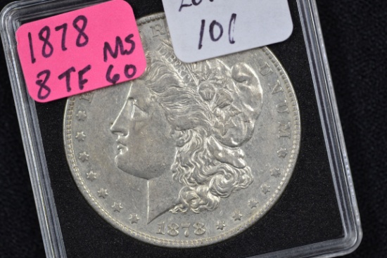 1878 8TF Morgan Silver Dollar; MS 60