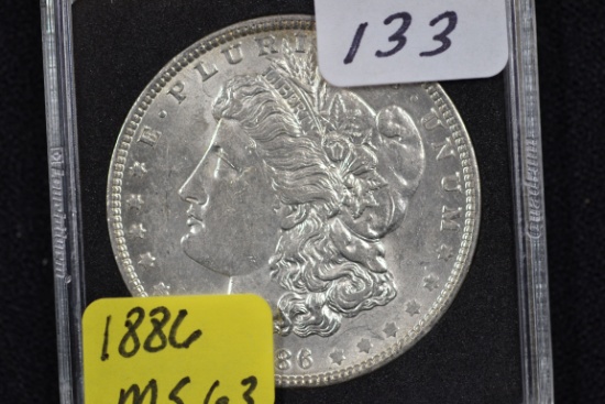 1886 Morgan Silver Dollar; MS 63