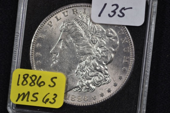 1886-S Morgan Silver Dollar; MS 63