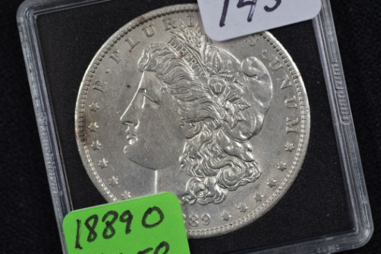 1889-O Morgan Silver Dollar; AU 58