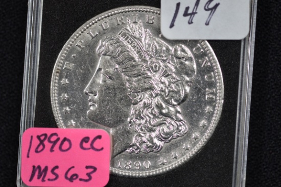 1890-CC Morgan Silver Dollar; MS 63
