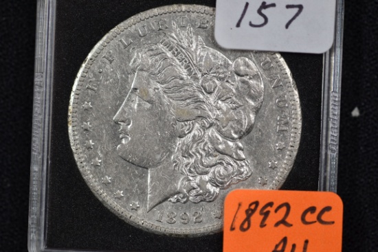 1892-CC Morgan Silver Dollar; AU