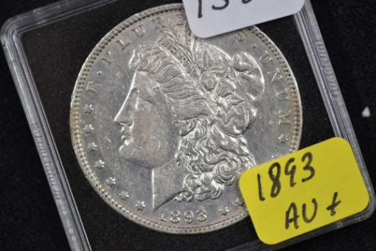 1893 Morgan Silver Dollar; AU+