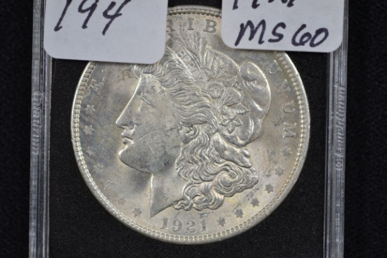 1921 Morgan Silver Dollar; MS 60