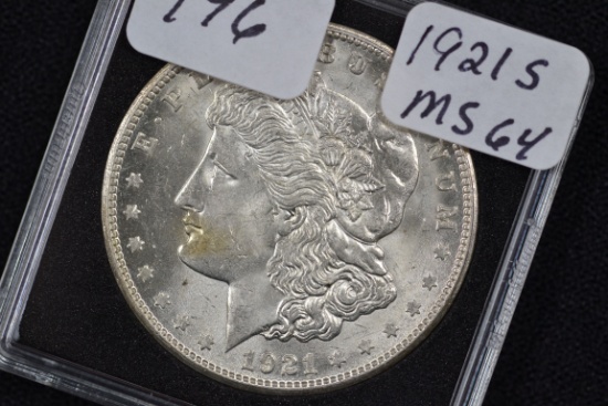 1921-S Morgan Silver Dollar; MS 64
