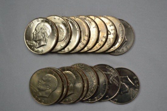 Group of 17 - Eisenhower Dollars 1972 and 1972-D; Uncirc.